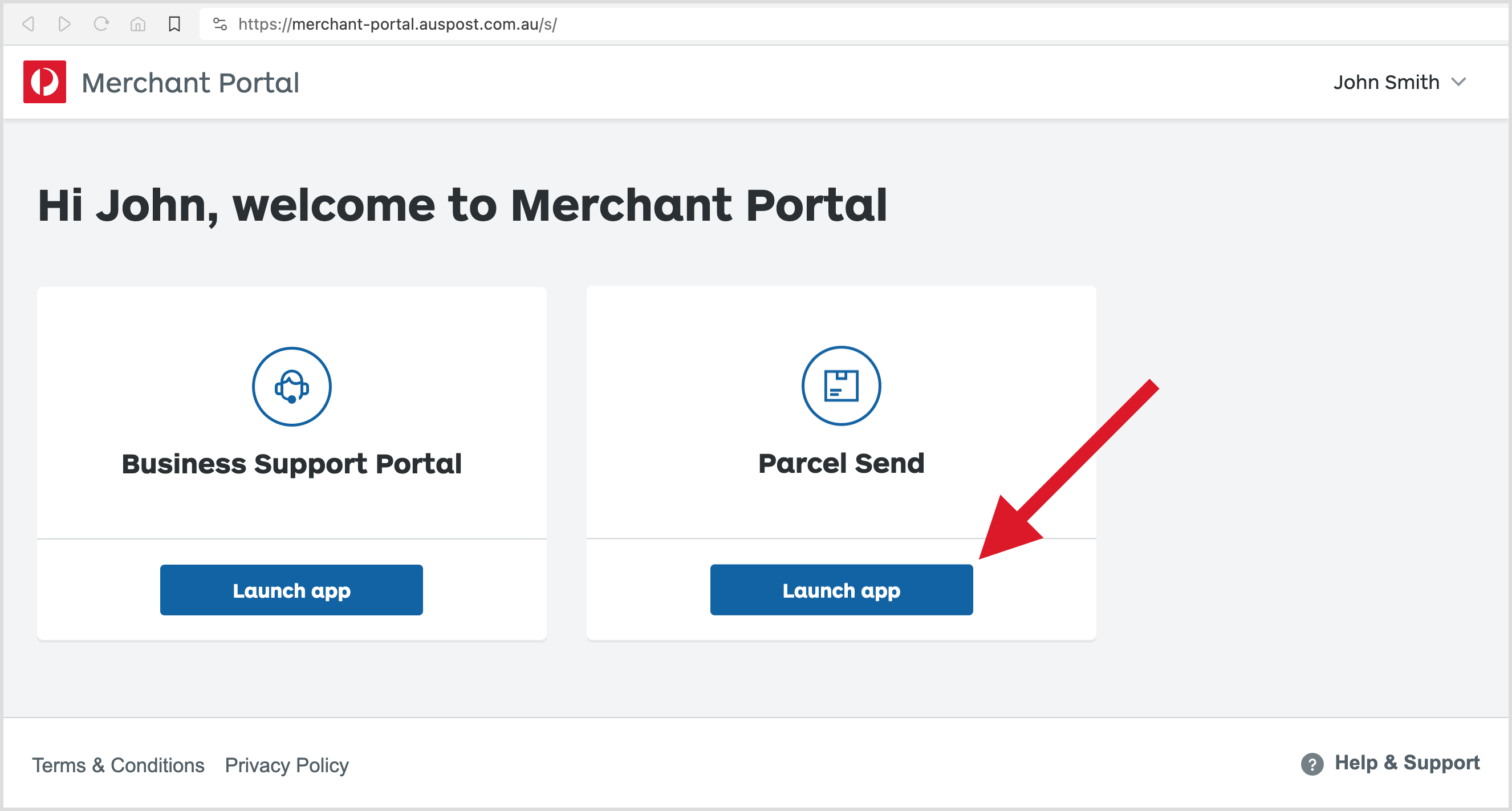 merchant portal parcel send launch app