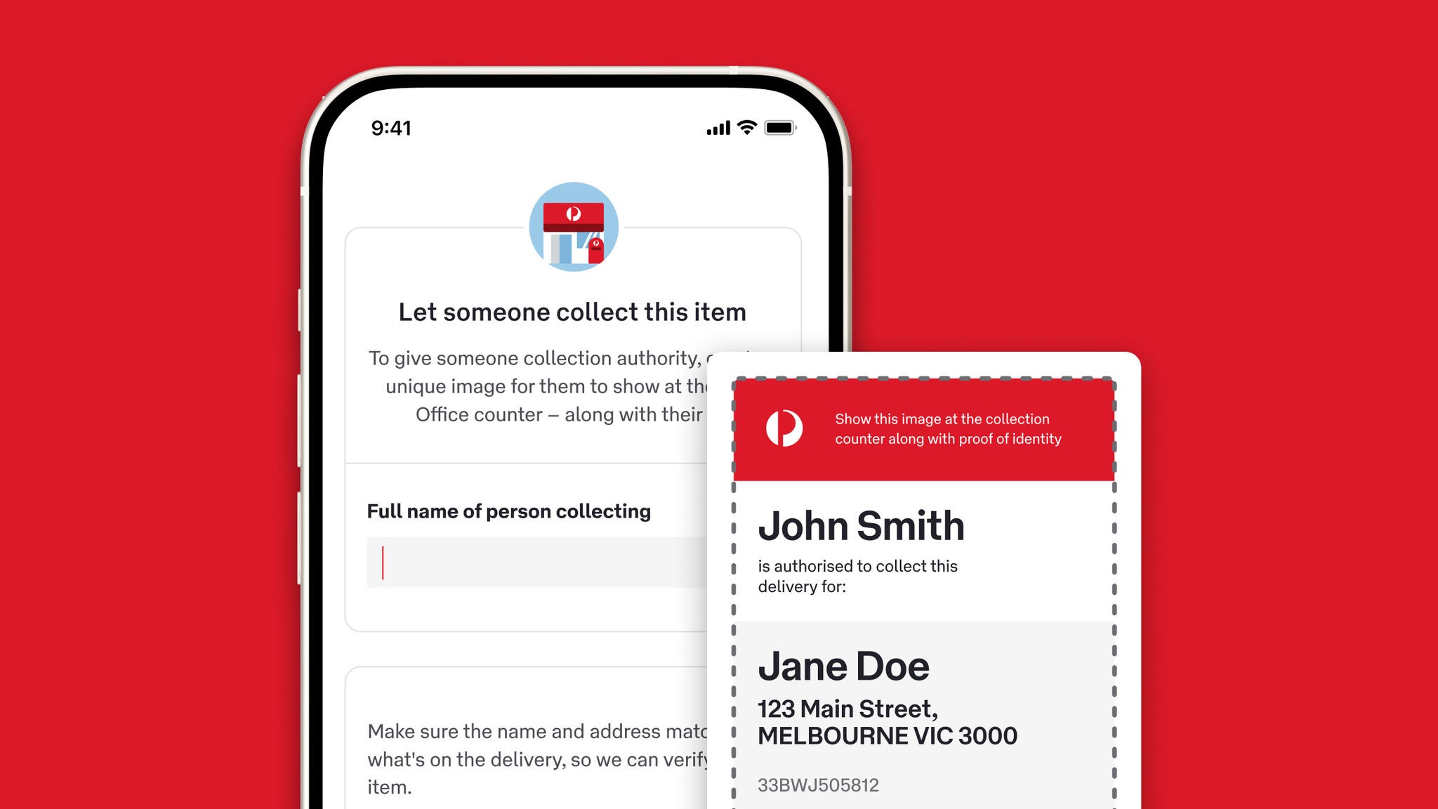 Screenshot of AusPost app on a phone screen with option to send a friend