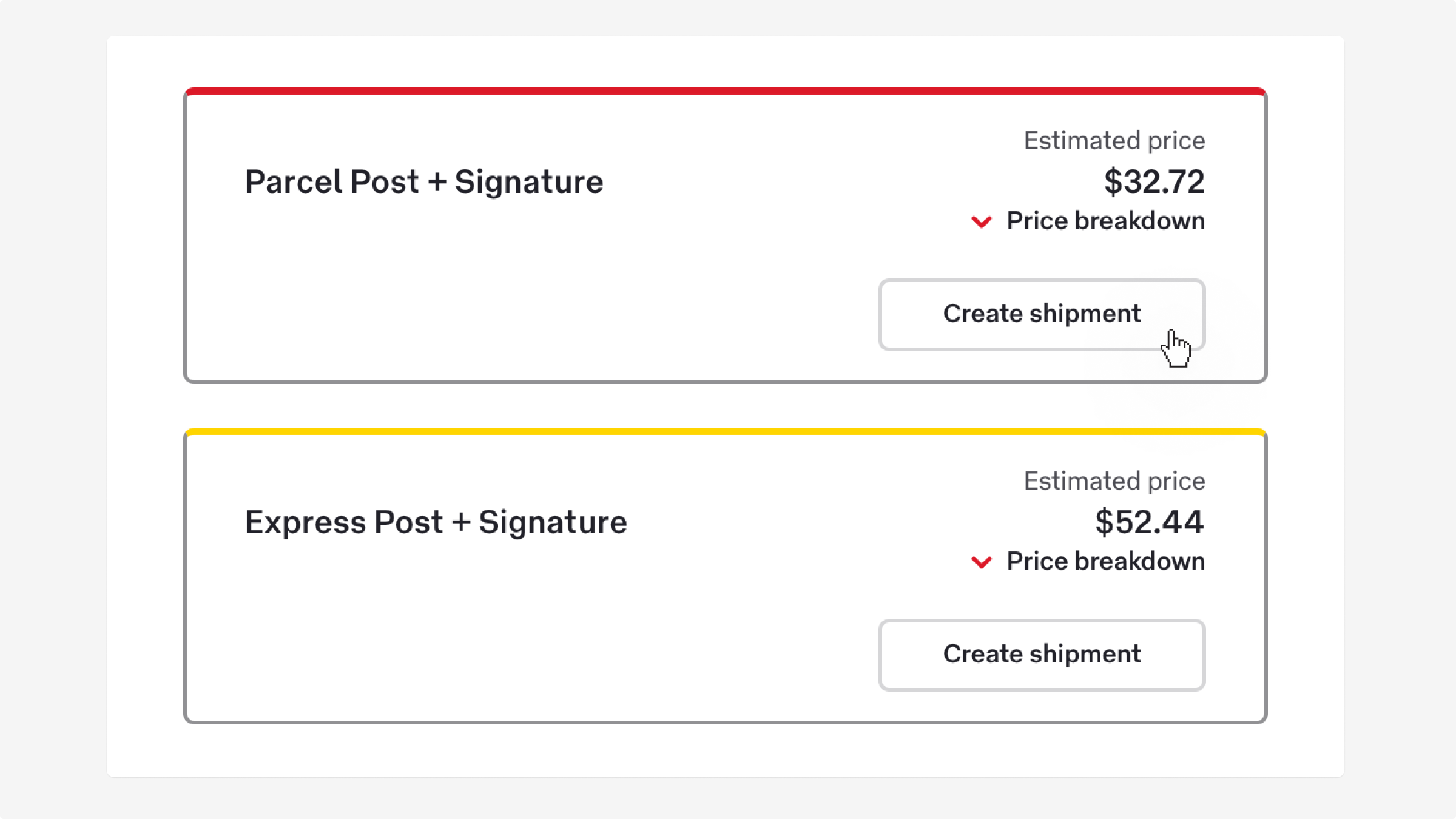 create a shipment right from the freight quote calculator