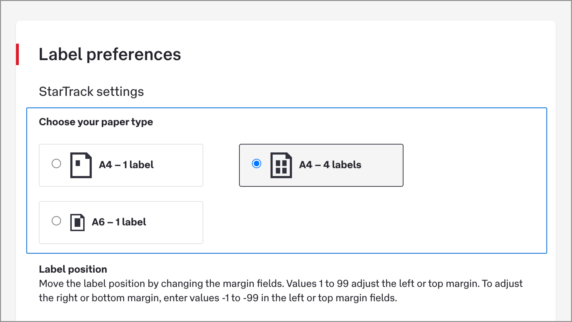 screenshot label preferences paper type st