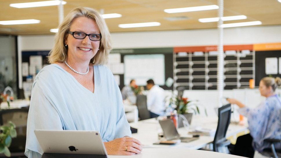 Photo of Mary Favelle standing in the Small Business Hive